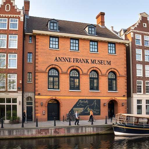 Photograph of the Anne Frank Museum exterior in Amsterdam.