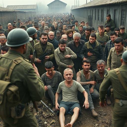 Soldiers liberating a concentration camp.